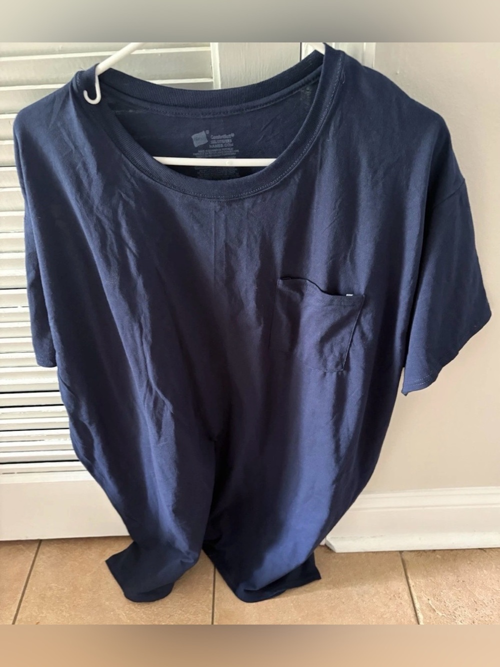 Hanes ComfortSoft Shirt Mens Blue Pocket Crewneck 2XL